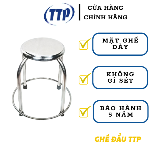 Ghế Đẩu 50cm - Ghế bàn ăn inox