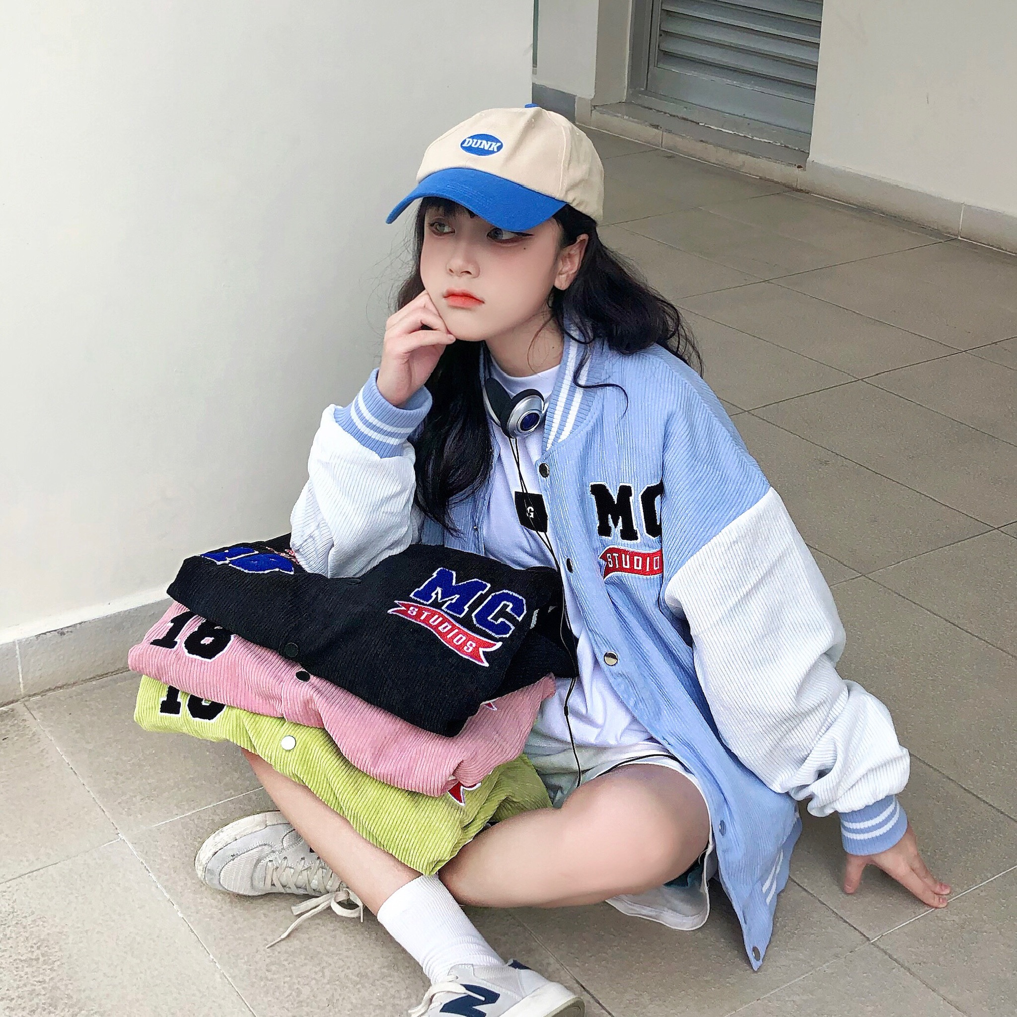Academy bomber màu xanh dương
