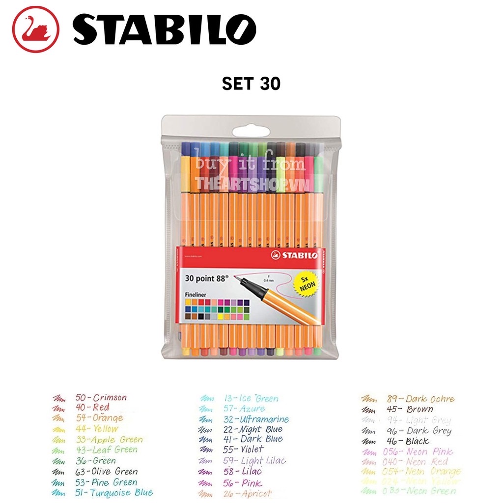 Bộ bút kim màu stabilo point 88 pt88