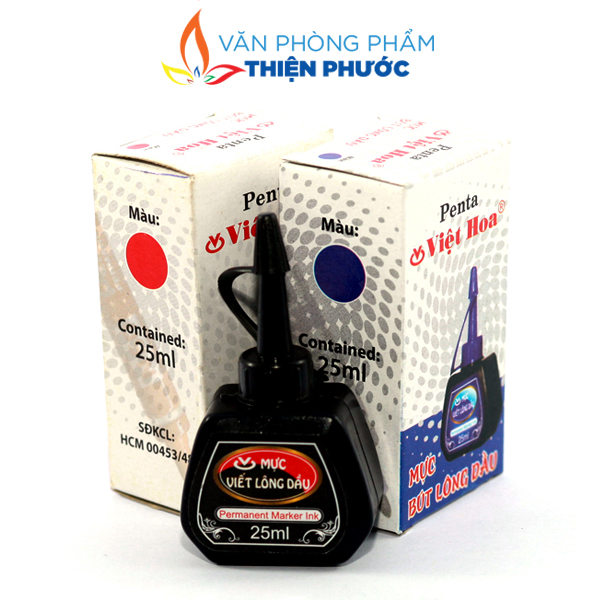 Mực lông dầu penta 25ml 3 màu xanh đỏ đen thiện phước