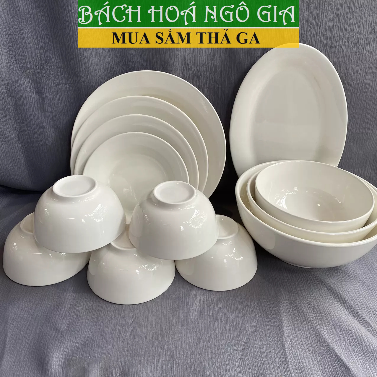 BỘ CHÉN TÔ DĨA TRẮNG lẻ món- bộ bàn ăn (chén ăn cơm, tô 3 size, dĩa 5 size)