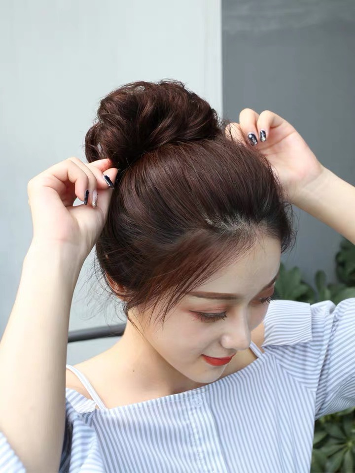 [ hàng hót năm nay ] tóc giả nữ búi cột xoăn, tóc búi rối, tóc búi xoăn