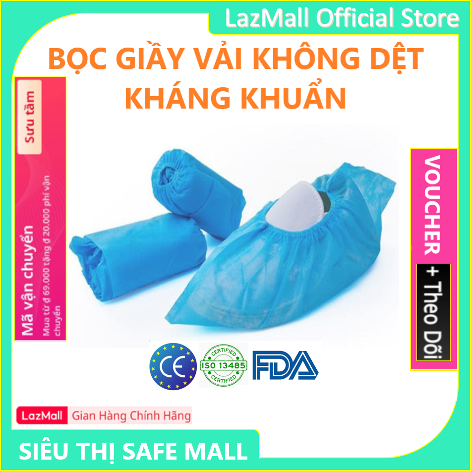 Combo 50 double coated non-woven cleanroom anti-static ESD safemall, shoe covers clean room non-woven wrap labor protection shoes-standard export ce FDA-genuine goods safemall