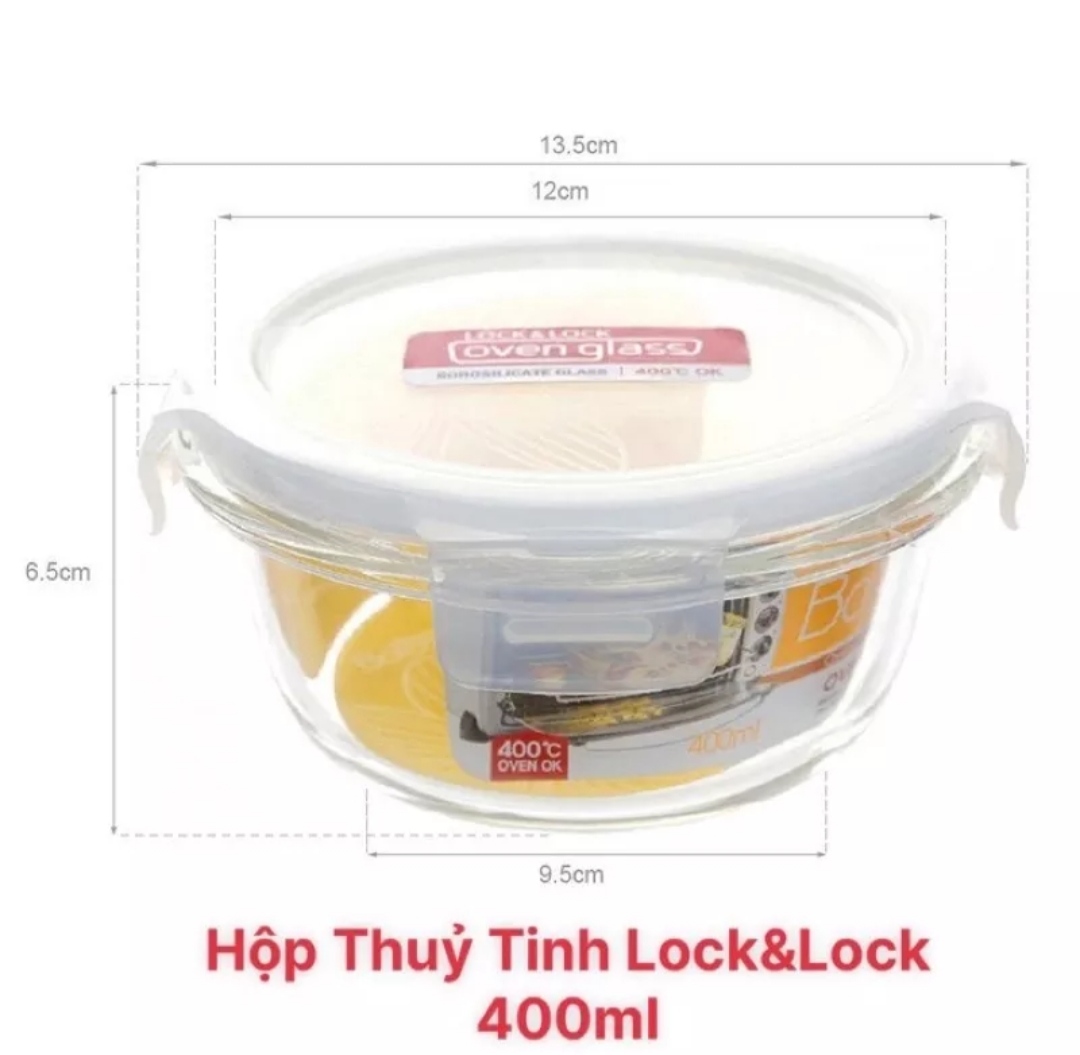 Combo 3 hộp thủy tinh chịu nhiệt lock & lock 400ml