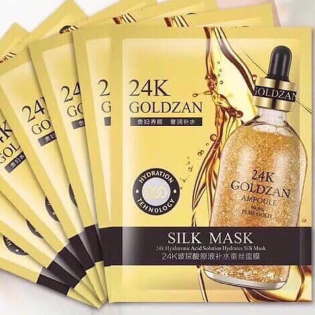Mặt nạ lụa tơ tằm vàng 24k Goldzan Silk Mask ngăn chặn lão hóa, cải thiện nếp nhăn làm sáng da- Hộp 10 miếng