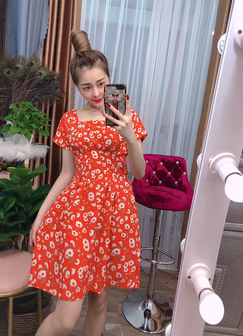 [HCM]ĐẦM LỤA HOA CÚC NHÍ DỄ THƯƠNG (ẢNH THẬT) CÓ SIZE 40-65KG - MT18