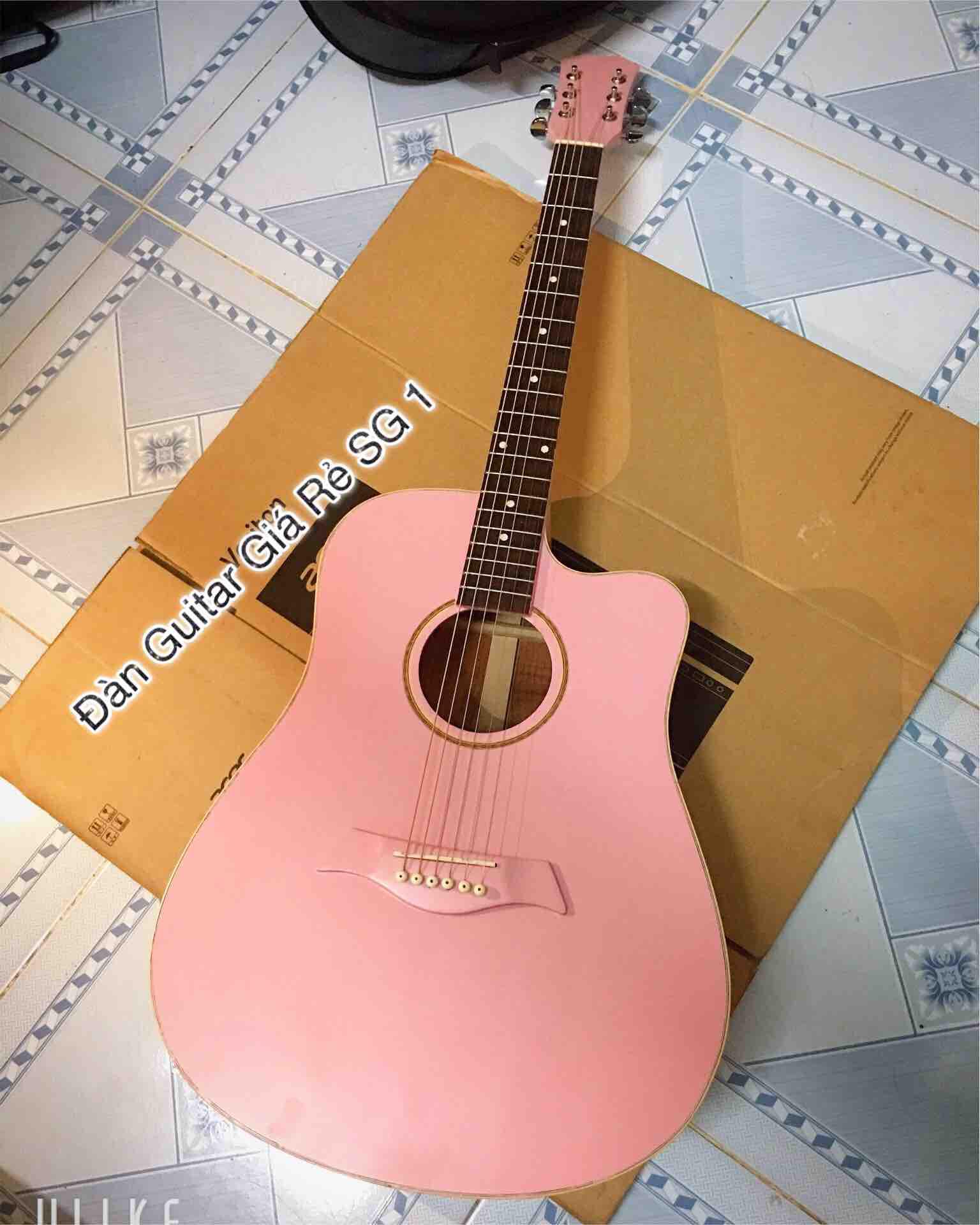 [HCM]Đàn acoustic màu hồng gỗ hồng đào