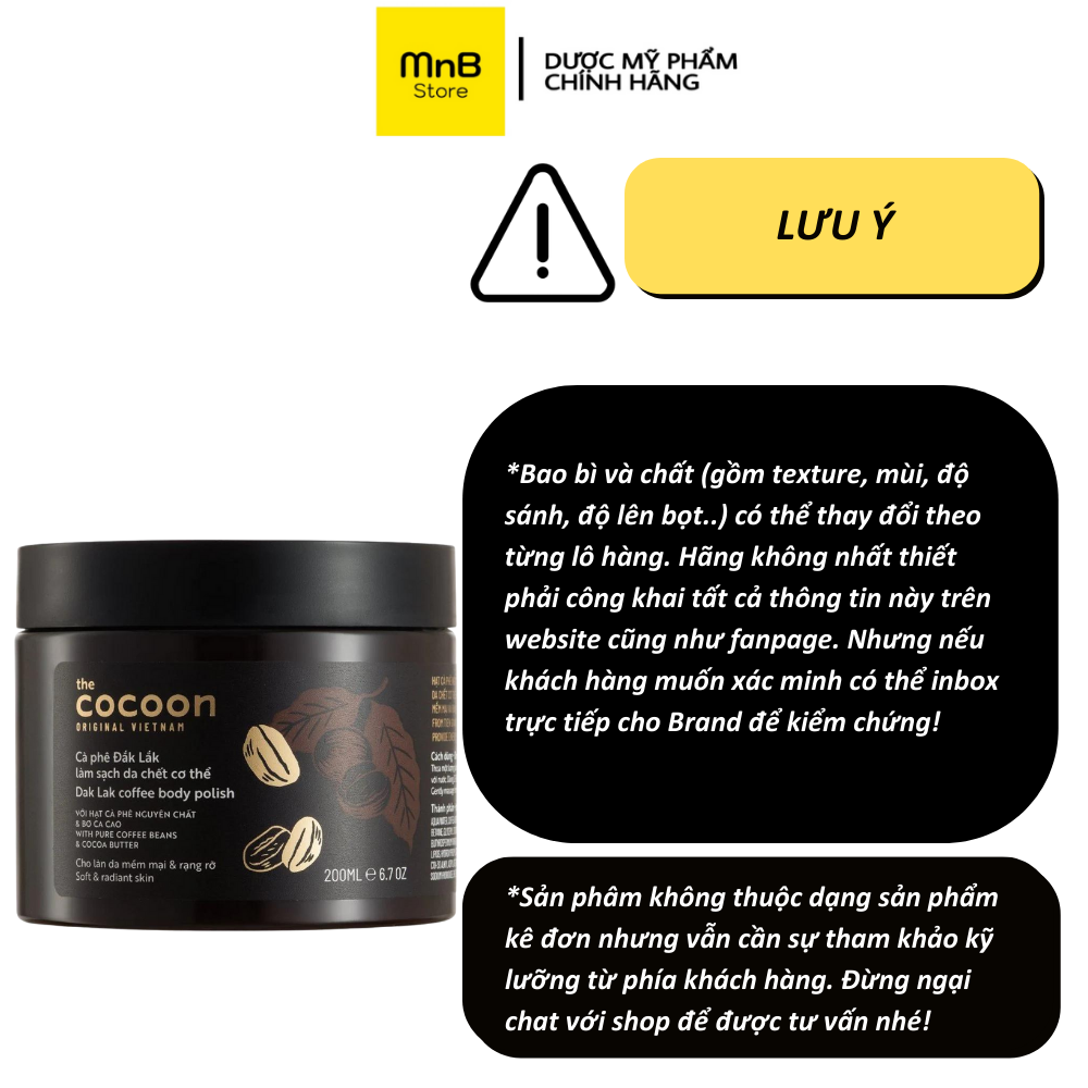 Tẩy da chết cà phê Đắk lắk Cocoon làm sạch da chết 200ml