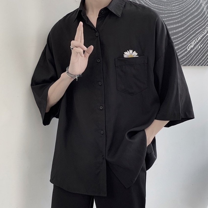 [HCM]ÁO SƠ MI UNISEX HỌA TIẾT HOA CÚC CỰC HOT