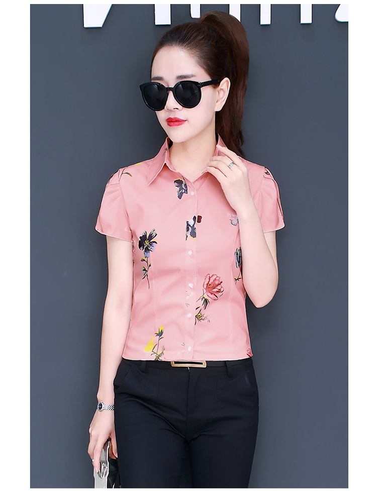 Sơ mi nữ cổ bẻ ngắn tay hoạ tiết sm97