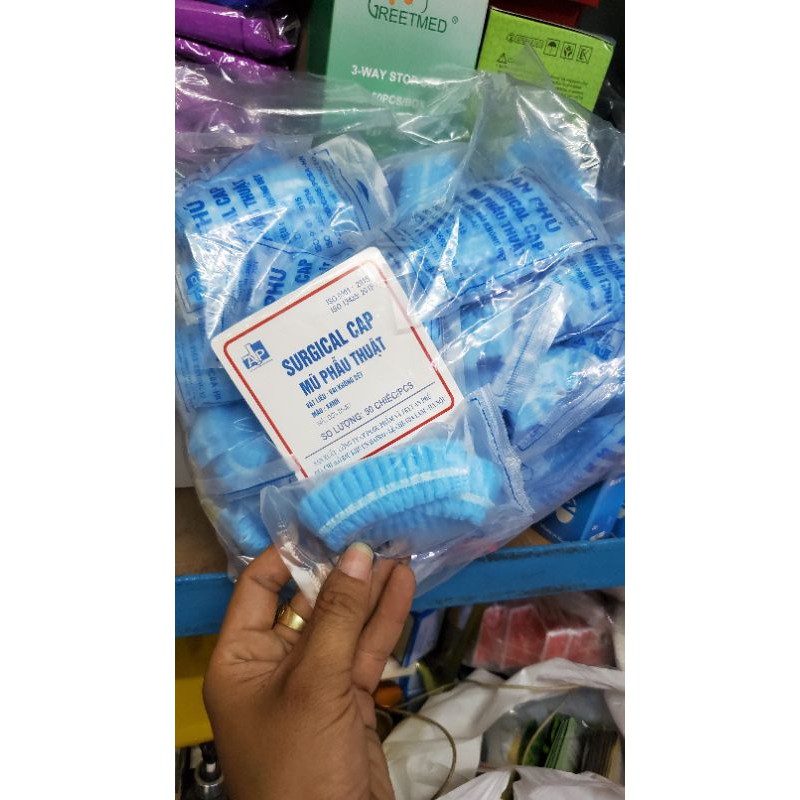 Bao trùm tóc y tế - Mũ trùm tóc con sâu(50 cái)