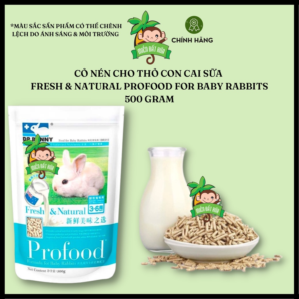 Thức ăn thỏ bọ - Cỏ nén Profood tinh chất sữa cho thỏ con Dr.Bunny 500 gram dành cho thỏ