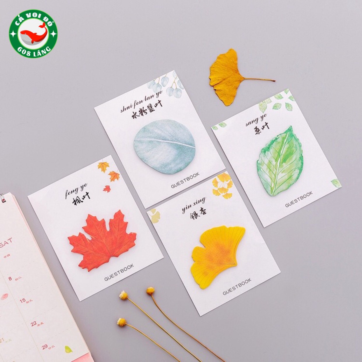 GIẤY NOTE HÌNH CHIẾC LÁ NHIỀU MÀU SẮC XINH XẮN