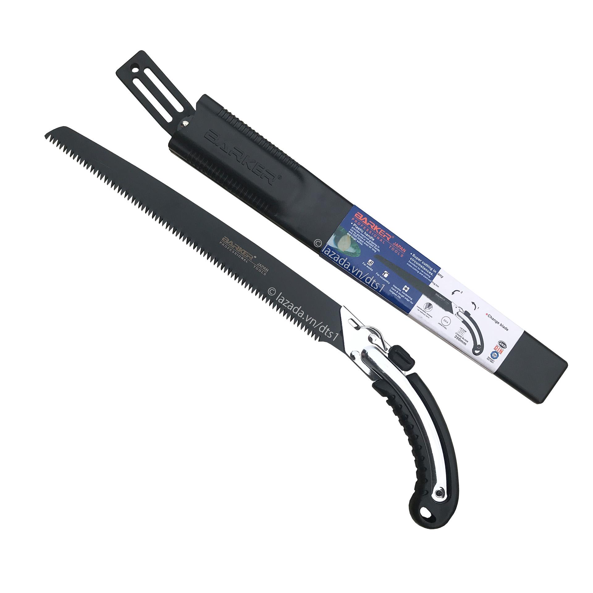Cưa gỗ, cưa cành cầm tay cao cấp 350mm Barker - Đài Loan Lưỡi cưa đen cao