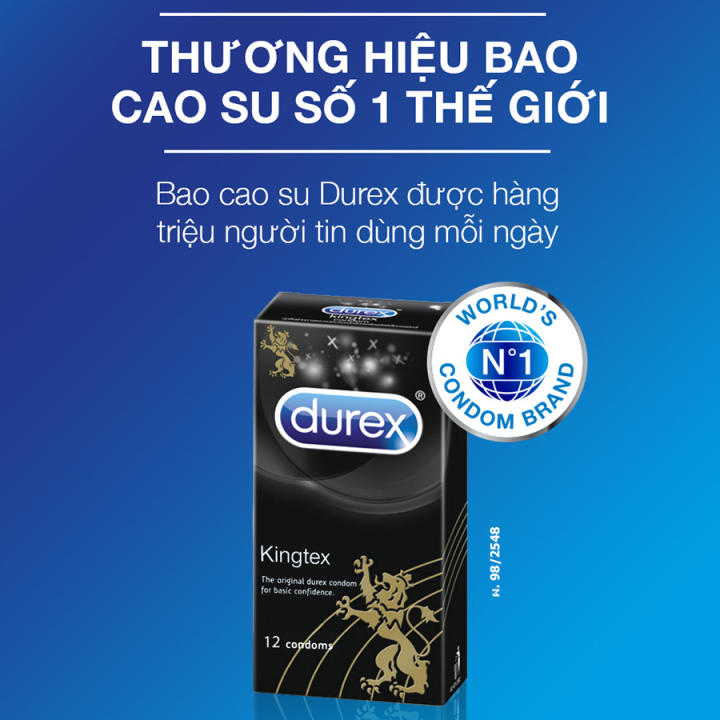 Bao cao su Durex Kingtex 1 hộp 12 bcs siêu mỏng