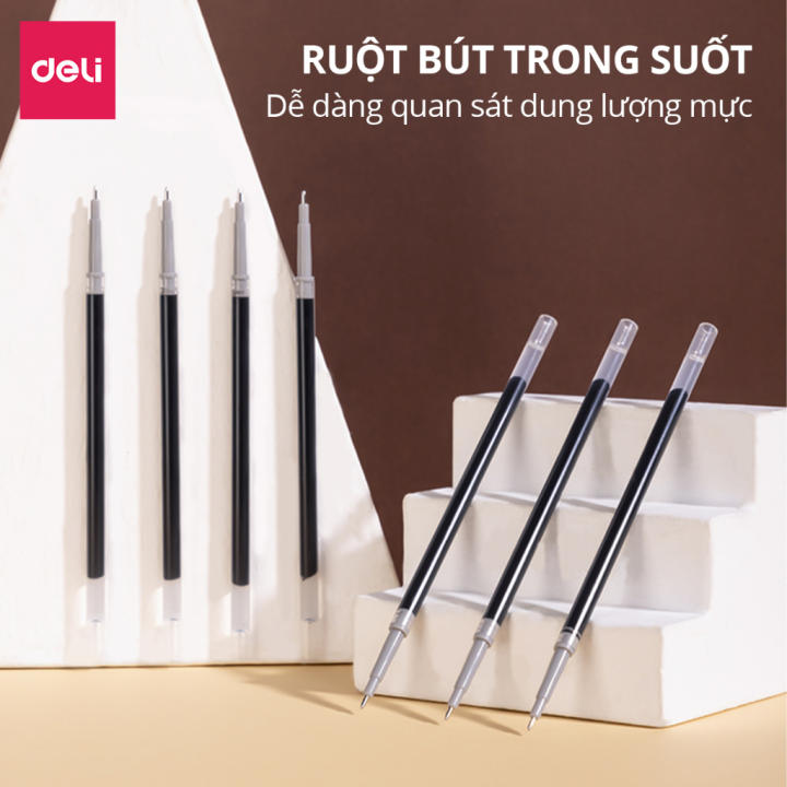 Ruột bút gel Deli 0.35mm dùng cho bút bi nước SA130/A122 lâu hết mực không gai khi viết mực trơn tru SE124 - Hình ảnh 5