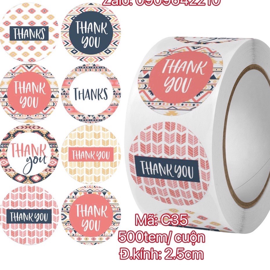 Tem-tem dán chữ đkinh 2.5cm, 500tem: cuộn - nhiều mẫu đẹp