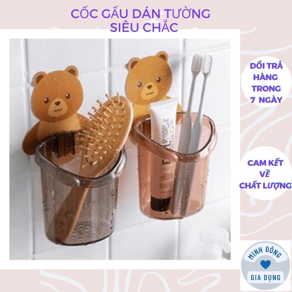 Cup bear wall stickers, container Cup toothbrush, cup brown bear wall stickers đựng brush toothpaste super convenient