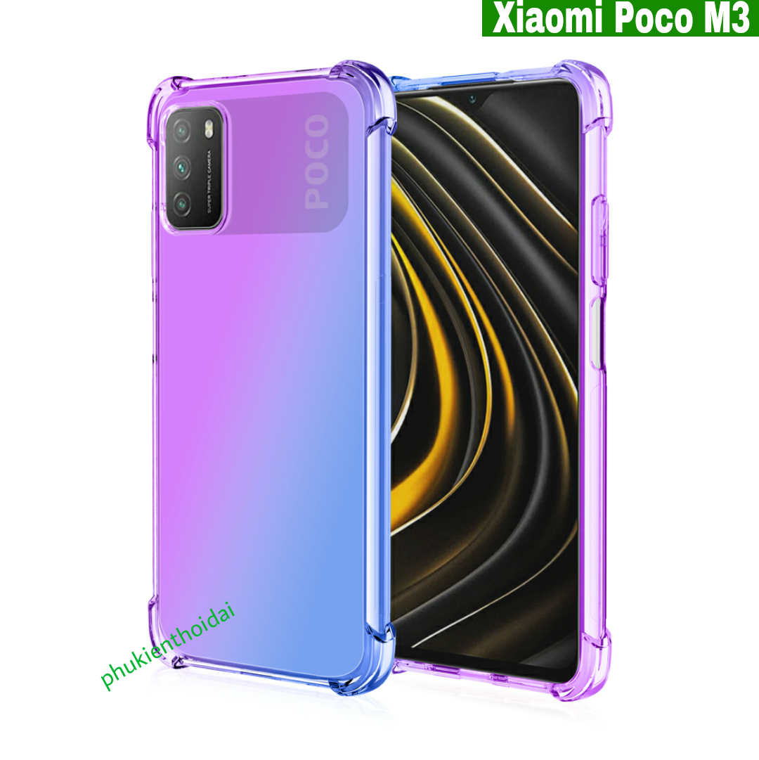 Ốp lưng Xiaomi Poco M3 dẻo đa sắc lồi 4 góc chống sốc