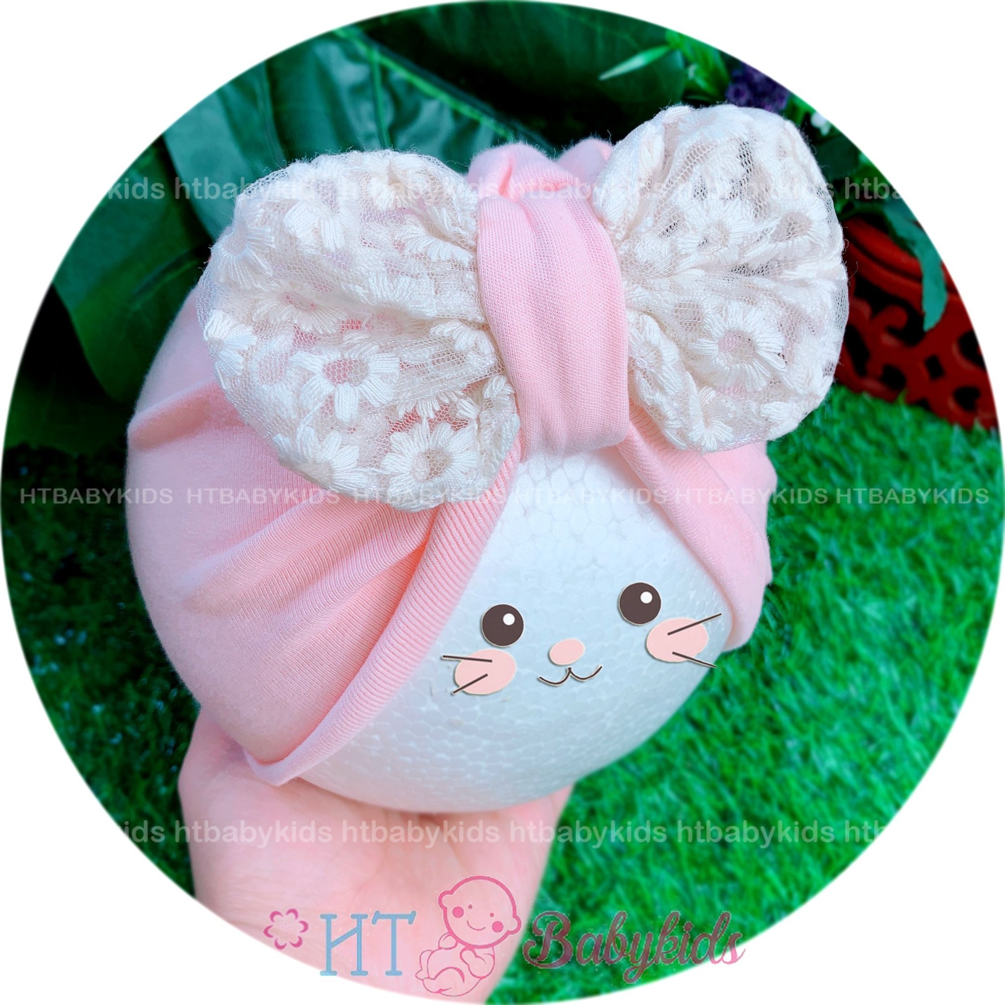 Mũ Turban Cho Bé Gái Nơ Tiểu Thư