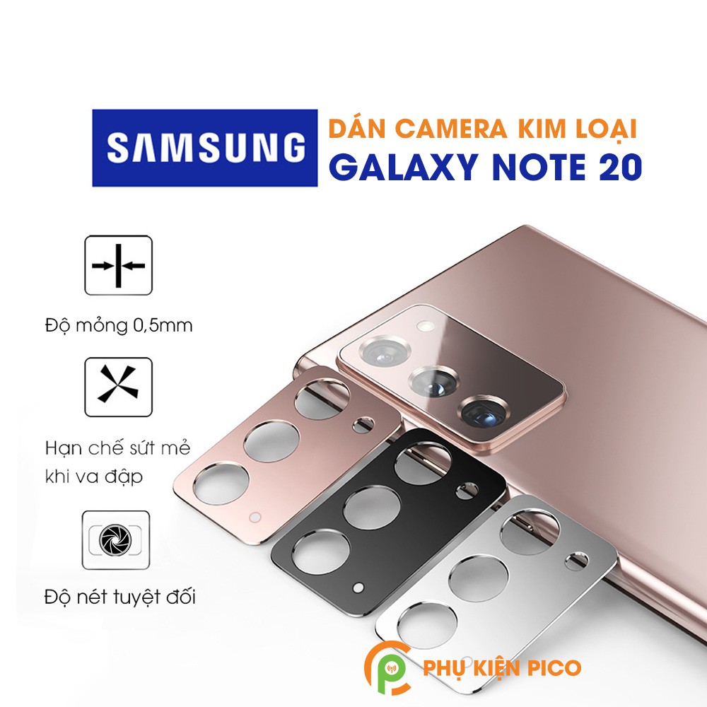 Dán camera Samsung Galaxy Note 20 Ultra / Note 20 khung kim loại bảo vệ an toàn camera sau 3 màu đen, bạc, vàng hồng