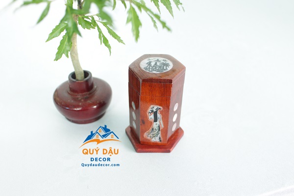 Lọ tăm hồ lô gỗ hương đá xịn