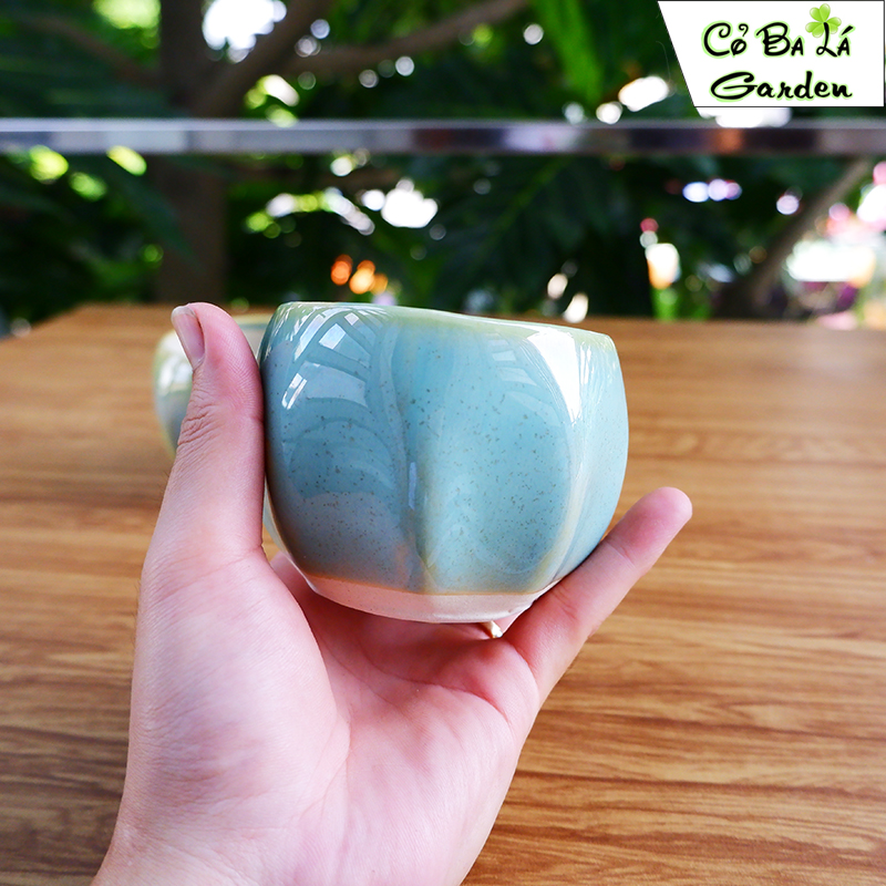 Chậu sứ bát tràng Hình Múi Men Hỏa Biến
