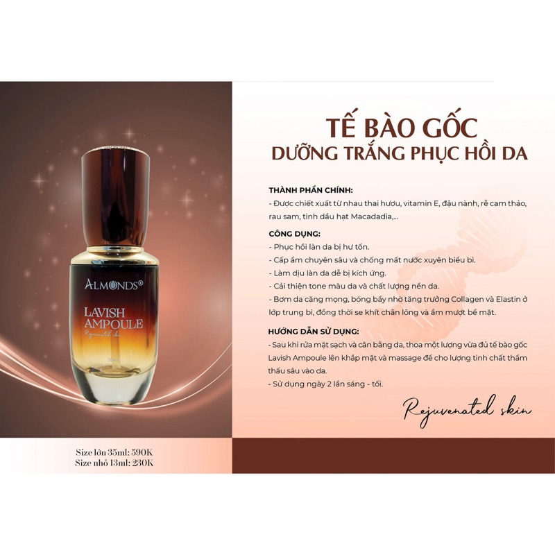 [Chính hãng] Combo dưỡng trắng da, mờ nám, tàn nhang Almonds + 🎁