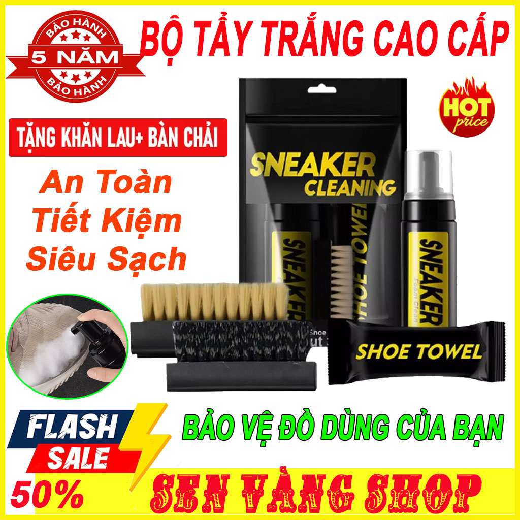 Bộ vệ sinh giày Sneaker Cleaning 3 món gồm chai xịt bọt, bàn chải mềm