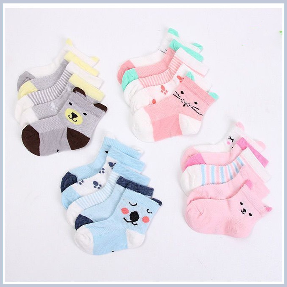 Set 5 đôi tất hình thú cao cổ cho bé