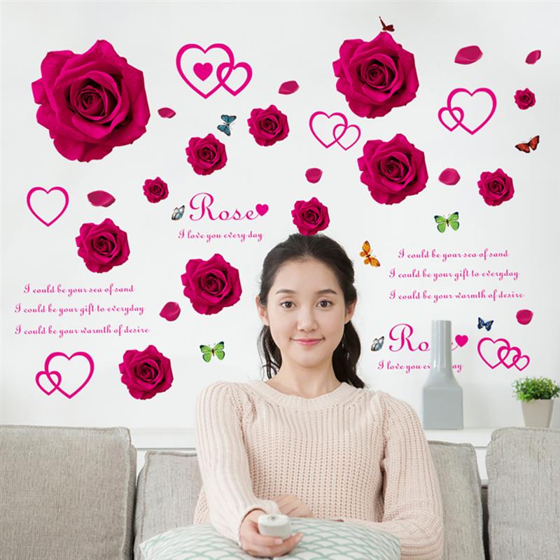 DECAL DÁN TƯỜNG HOA HỒNG ĐỎ ROSE