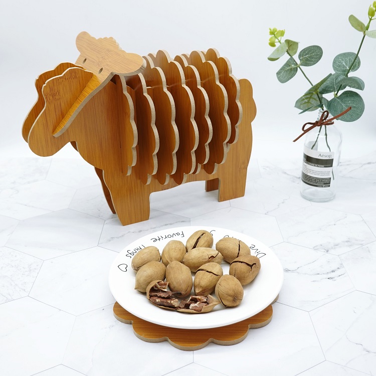 Bộ đế Lót ly bằng gỗ hình con Cừu