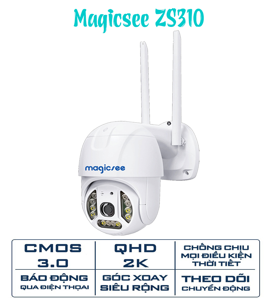 Camera giám sát an ninh ngoài trời không dây wifi xoay 360 Magicsee ZS310