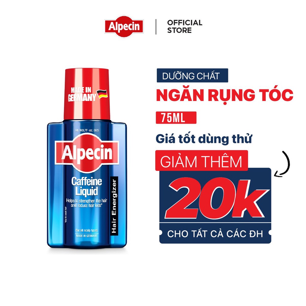 Dưỡng chất ngăn rụng tóc kích thích mọc tóc Caffeine Alpecin Liquid 75ml - Mini size