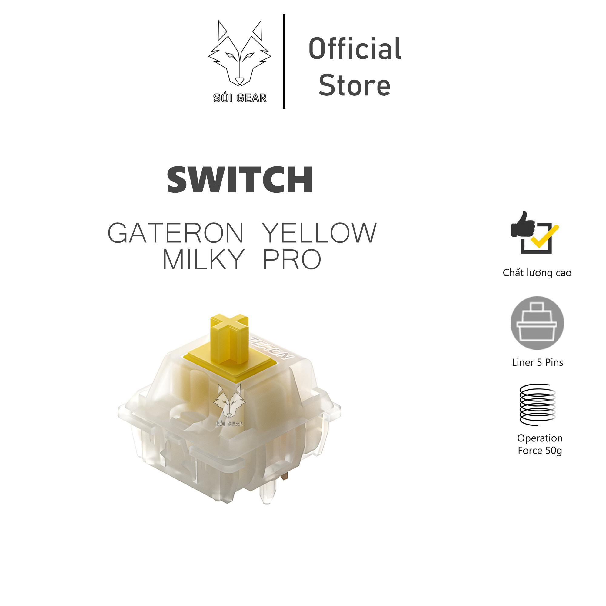Công tắc bàn phím cơ Gateron Yellow Milky Pro