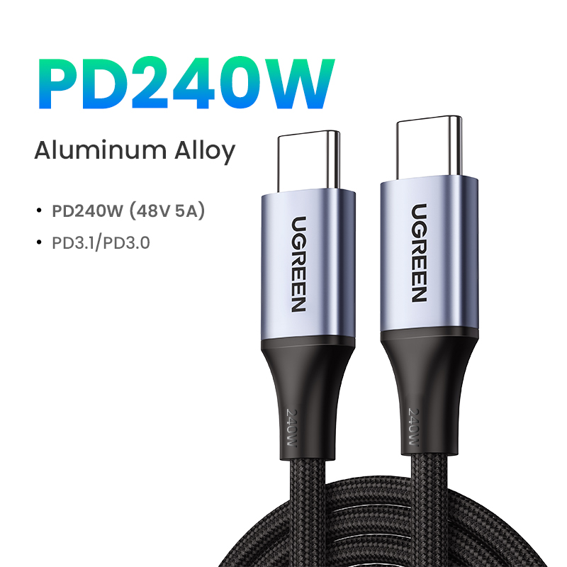 UGREEN 240W Type C Fast Charging Cord PD3.1 48V5A PPS Charger for PS5 Switch Samsung S23 S22 Xiaomi 11t 12t MacBook Air 2021 MacBook Pro 2021 iPad Pro Tablet 480Mbps Data Line