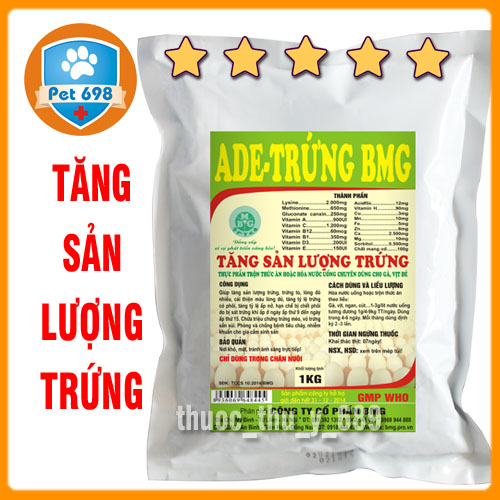 1kg ADE TRỨNG Tăng sản lượng trứng, tăng tỷ lệ phôi, tăng kích thước lòng đỏ cho gà, vịt, ngan cút PET-698