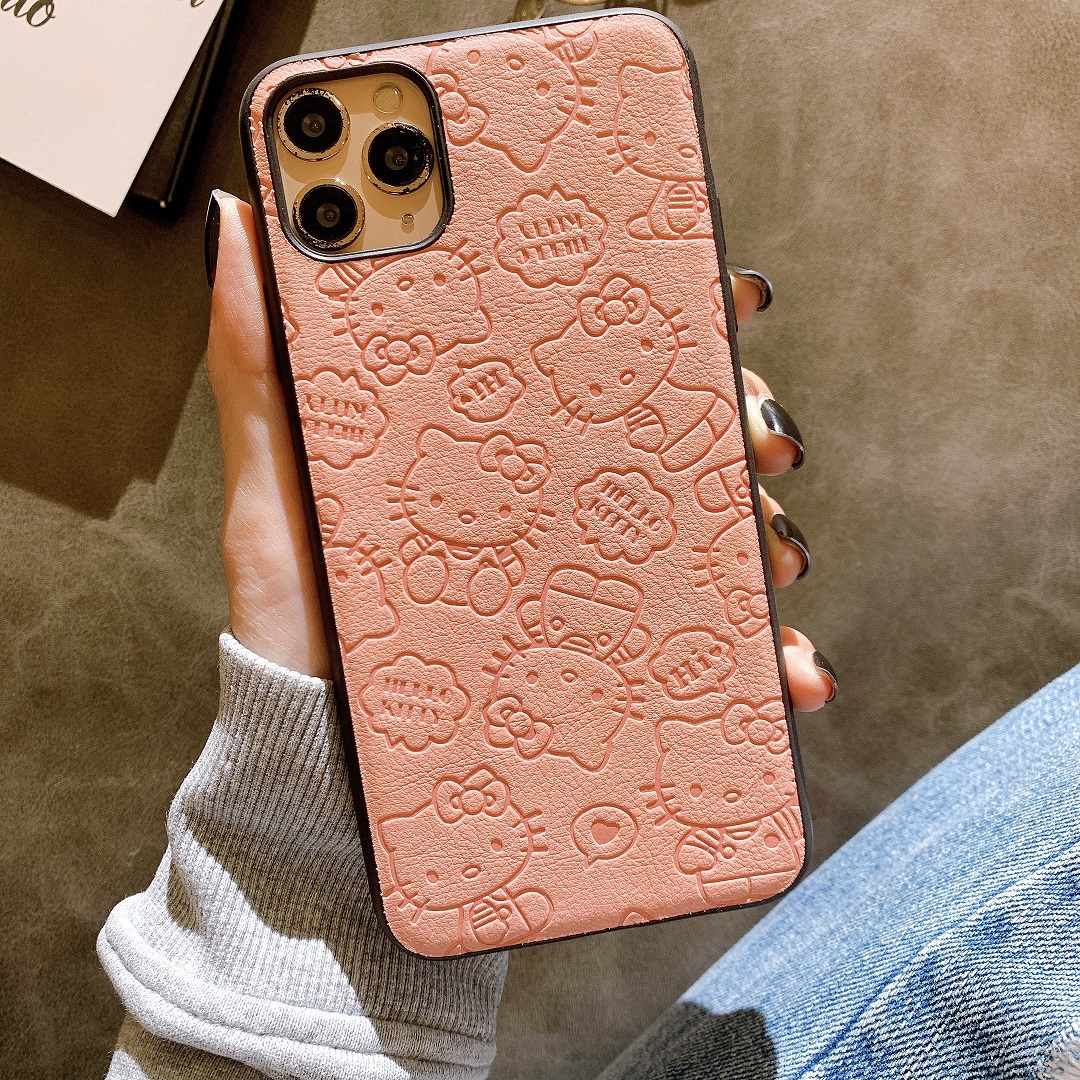 Ốp Lưng Da IMD Dập Nổi 3D Họa Tiết Hello Kitty