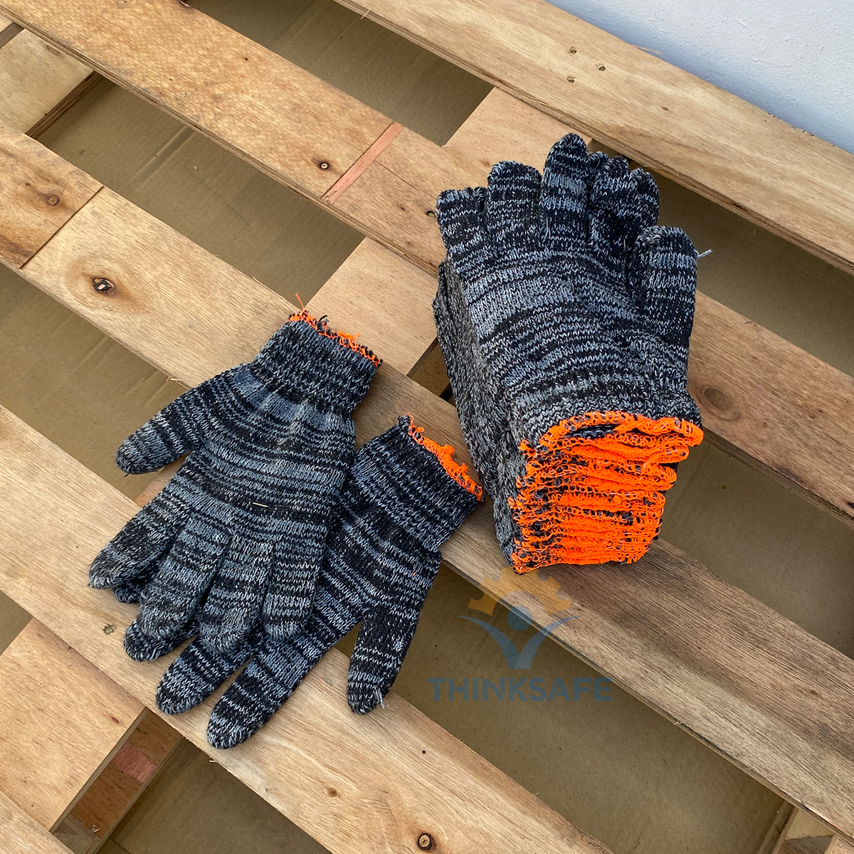 Găng tay lao động sợi len chất liệu cotton, 70gr co giãn chống trượt, thao tác linh hoạt, bao tay len bảo hộ - Thinksafe
