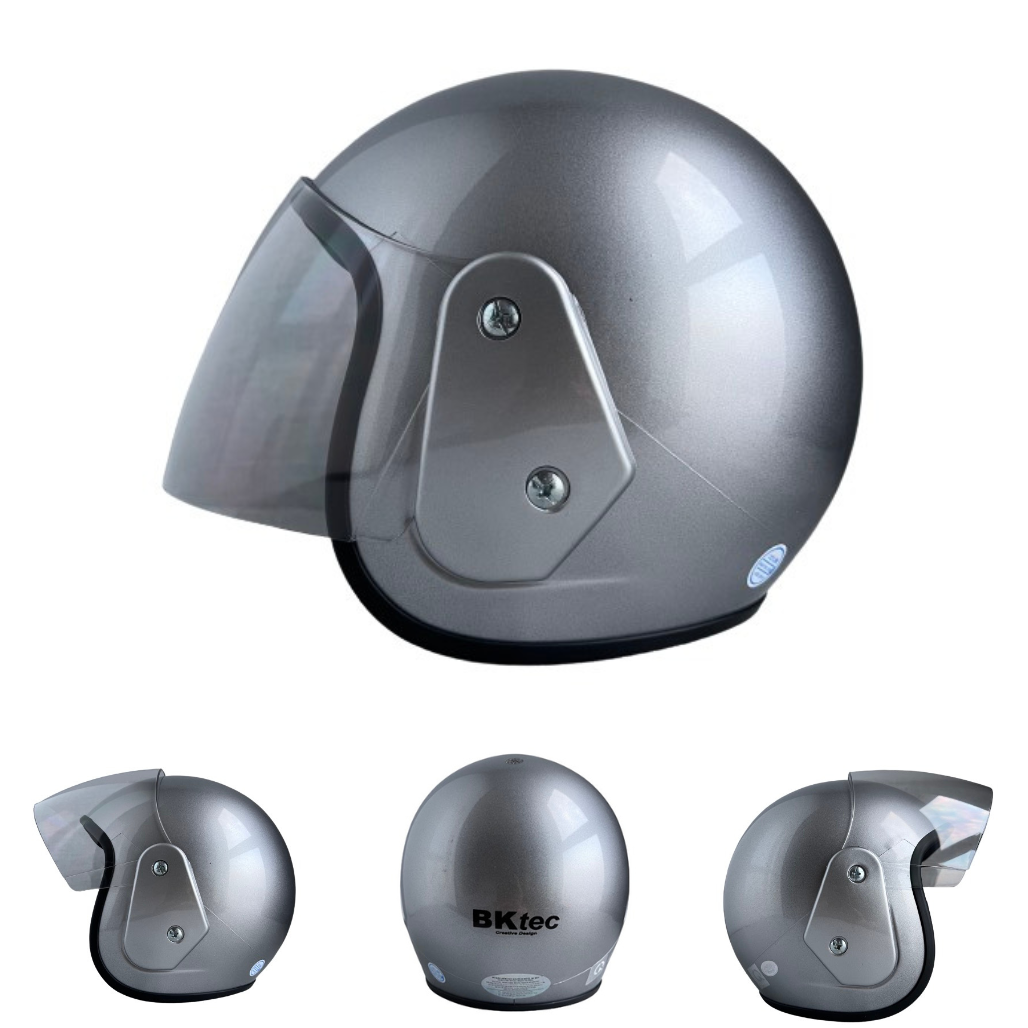 Mũ bảo hiểm trùm đầu  siêu gọn đẹp - Kính trong suốt - BKtec BK19 màu bạc - Vòng đầu 56-58cm - Hàng chính hãng - Bảo hành 12 tháng