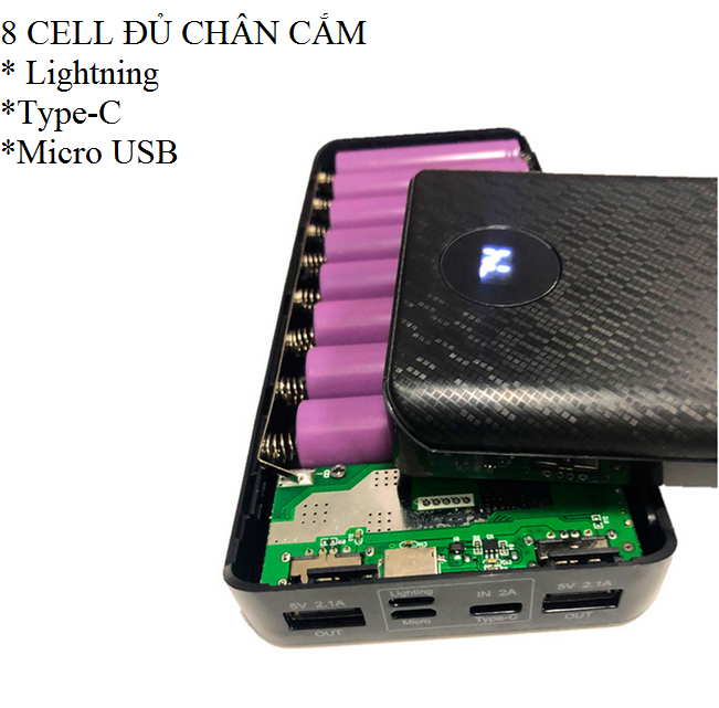 Box sạc dự phòng 8 cell - 3 đầu vào-8cell