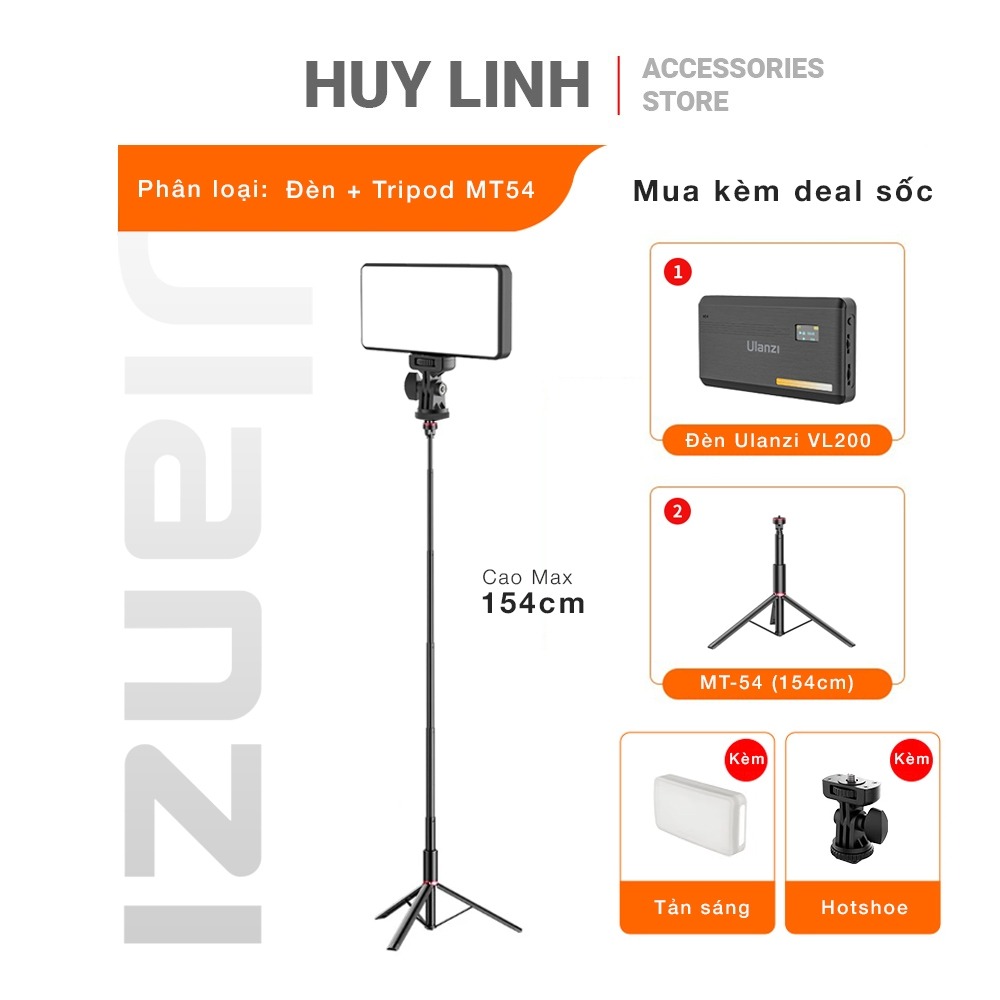 Đèn led mini ulanzi vl200 bi color fill light chụp hình quay phim - dải màu 2500k đến 9000k tích hợp pin sạc 5000mah