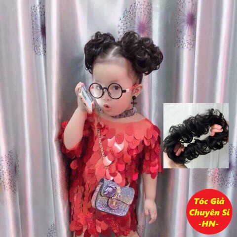 Tóc giả cho bé ❤ Búi cột xoăn đẹp (Giá 1 cái)
