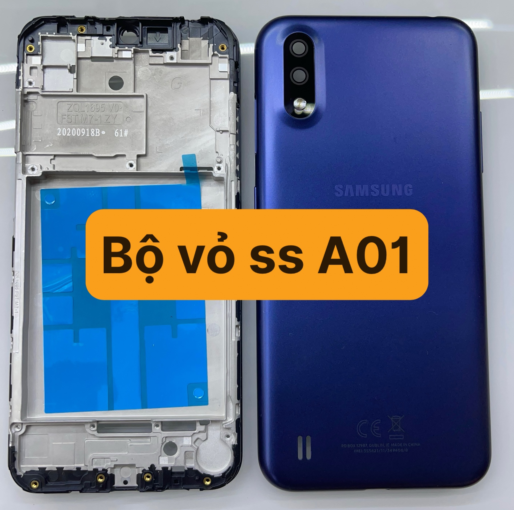 Samsung A01 Shell Set (Includes Back, Frame, Ribs, Glass, Buttons)