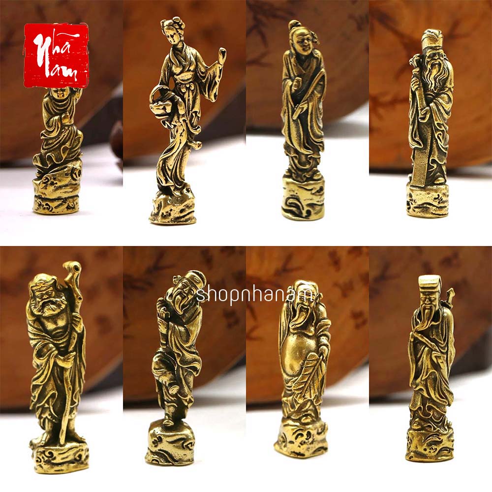 Trọn bộ tượng đồng phong thủy mini bát tiên quá hải, tượng đồng 8 vị tiên - Phong Thủy Nhã Nam