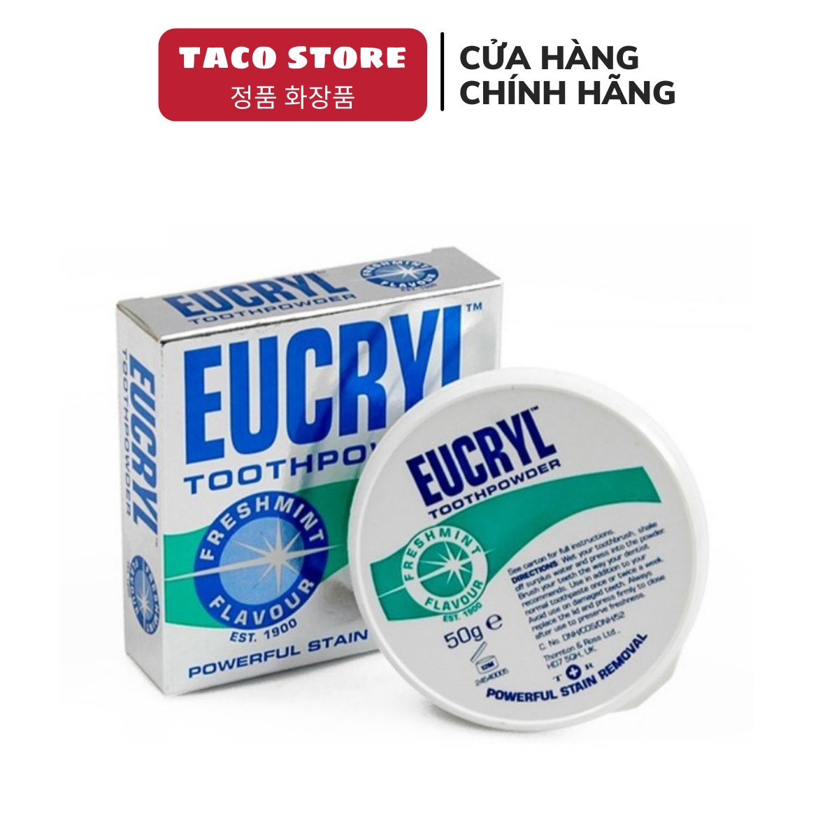 Bột đánh trắng răng Eucryl 50g Hàng Anh Chính Hãng