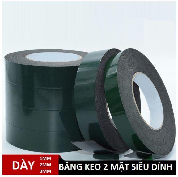 [HCM]Băng keo 2 mặt cường lực Xốp Đen Da Xanh (1 cuộn)