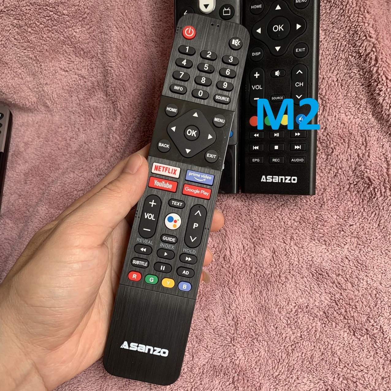 Điều khiển tivi Asanzo giọng nói chính hãng, Remote asanzo smart thông minh Bluetooth hàng zin theo máy