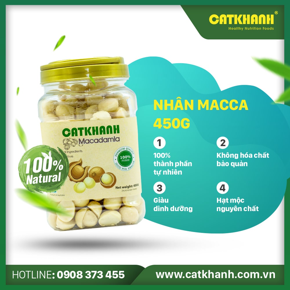 [HCM]Nhân hạt mắc-ca Cát Khánh hủ 450gr