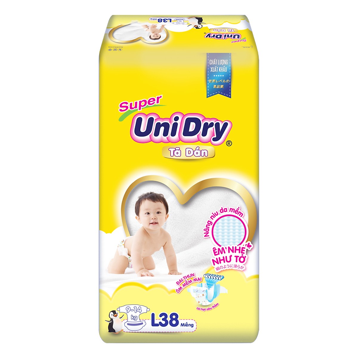 Freeship [Tặng 8 miếng cùng loại] Combo 2 Bịch Tã Dán Siêu Thấm Unidry Size  M42 - L38 - XL34
